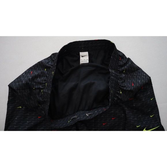 Nike NESSC485-001 Men's Sz 2XL Black Swoosh All-Over Print 5" Swim Shorts - Picture 6 of 10